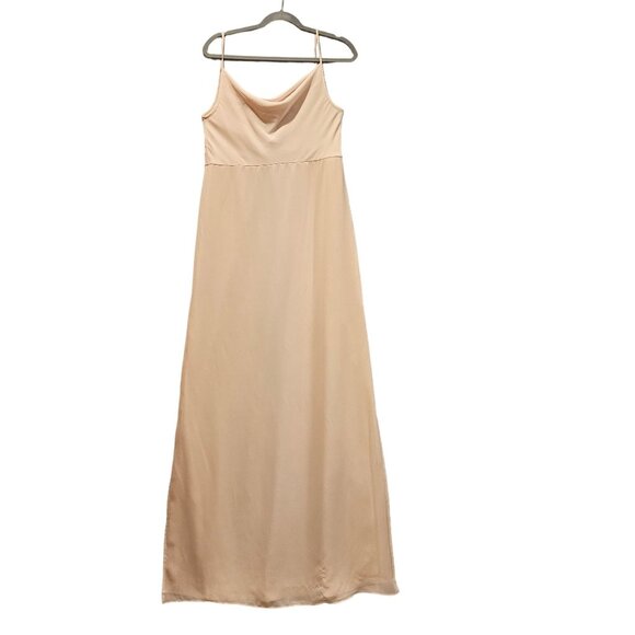 NWT Joanna August Formal Maxi Gown Womens S tan Elegant chiffon satin wedding - Picture 1 of 13